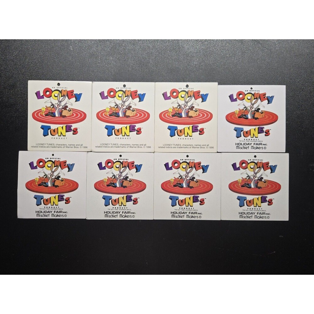 Vintage 1996 Looney Tunes Hang Tags Lot of 8 Bugs Bunny Daffy Taz Holiday Fair
